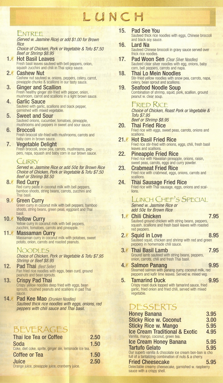 Thai Basil NJ - Menu